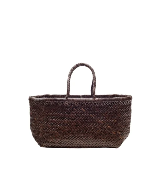 Small Bamboo Triple Jump Basket Bag in Dark Brown