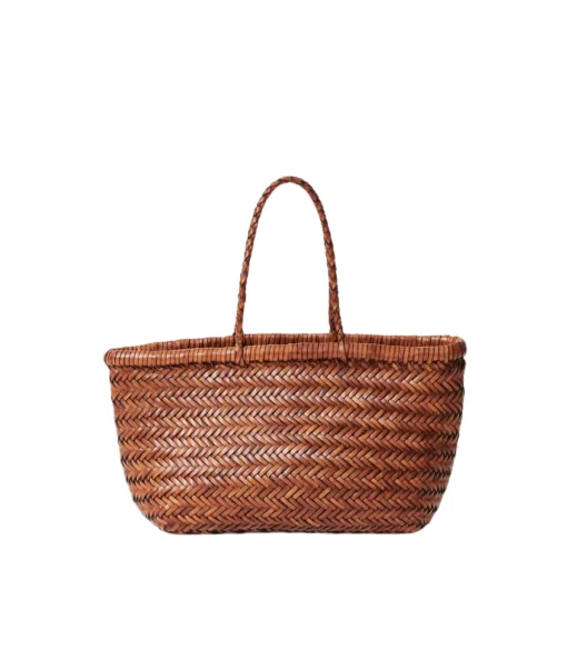 Small Bamboo Triple Jump Basket Bag in Tan