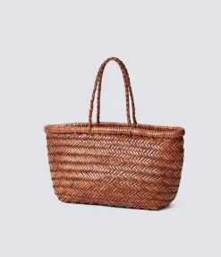 Small Bamboo Triple Jump Basket Bag in Tan