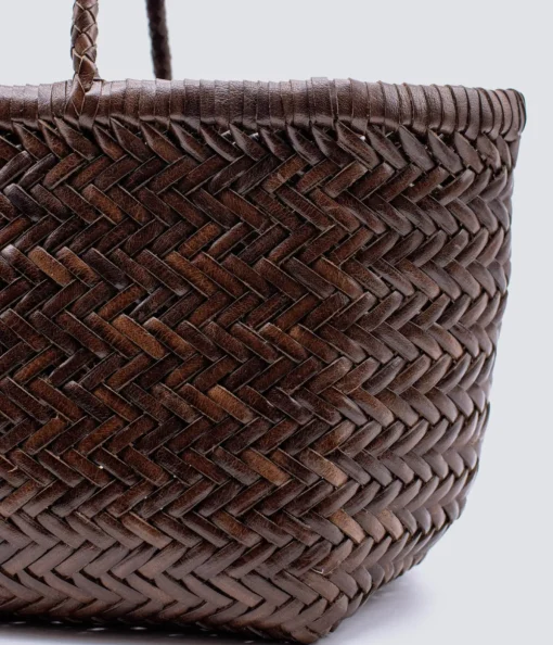 Small Bamboo Triple Jump Basket Bag in Dark Brown