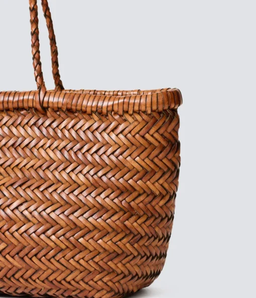 Small Bamboo Triple Jump Basket Bag in Tan