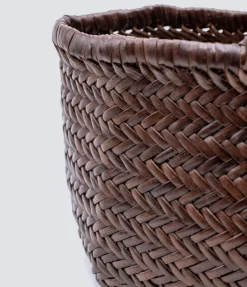 Small Bamboo Triple Jump Basket Bag in Dark Brown