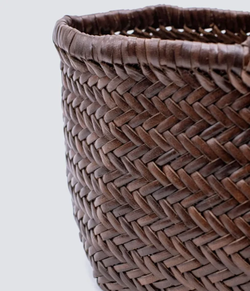 Small Bamboo Triple Jump Basket Bag in Dark Brown