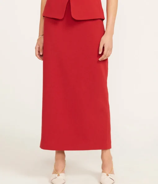 Smith Midi Skirt in Rouge