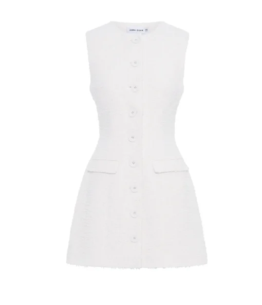 Sofia Tweed Dress in Porcelain