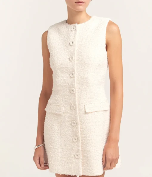 Sofia Tweed Dress in Porcelain