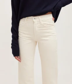 Sophie Long Mid Rise Straight Leg Jean in Cream