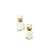Square Pearl Statement Stud Earrings in Gold