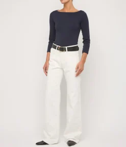 Steffie Boatneck Tee in Navy