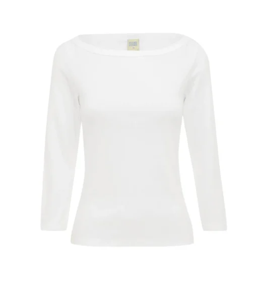 Steffie Boatneck Tee in White