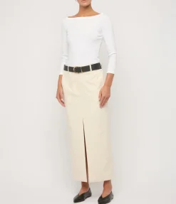 Steffie Boatneck Tee in White