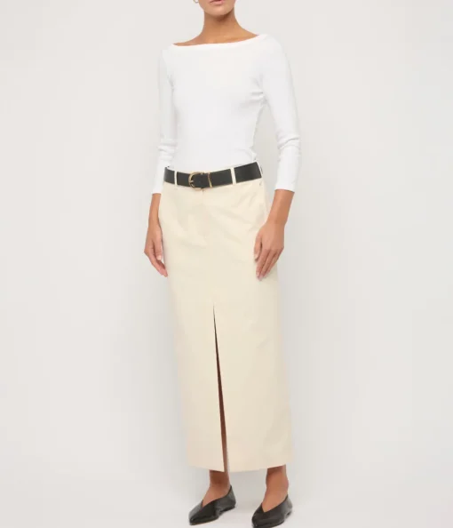 Steffie Boatneck Tee in White