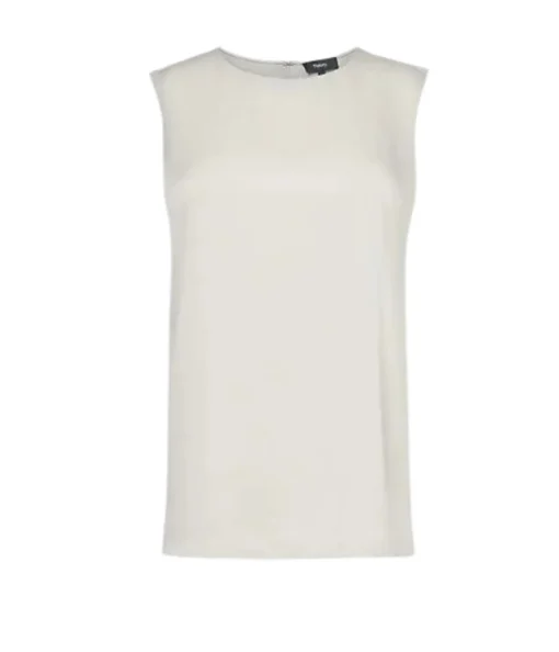 Straight Shell Silk Top in Platinum