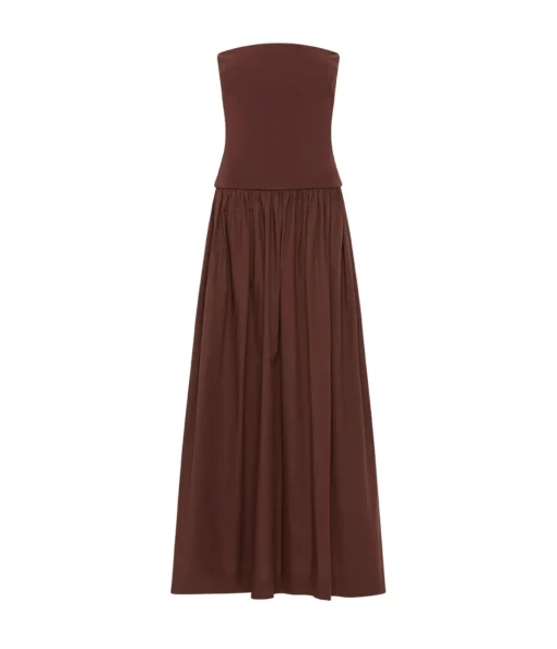 Strapless Knit Cotton Dress in Java