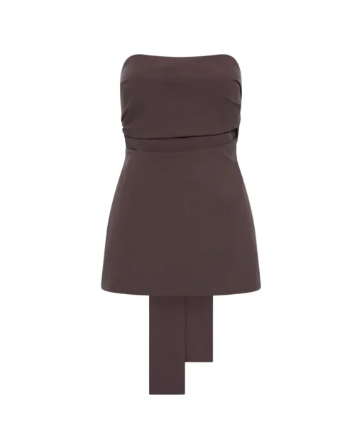 Strapless Tie Back Top in Chocolate Plum