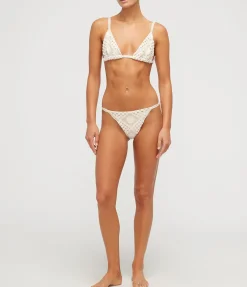 Sun Triangle Bikini Bottom in Natural Lace