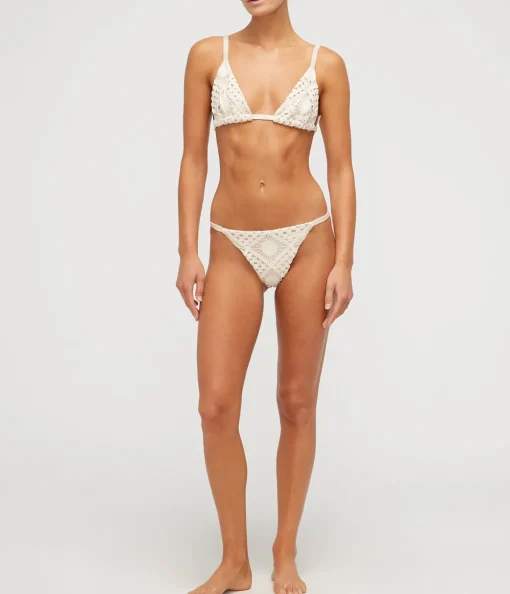 Sun Triangle Bikini Bottom in Natural Lace