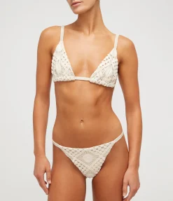 Sun Triangle Bikini Bottom in Natural Lace
