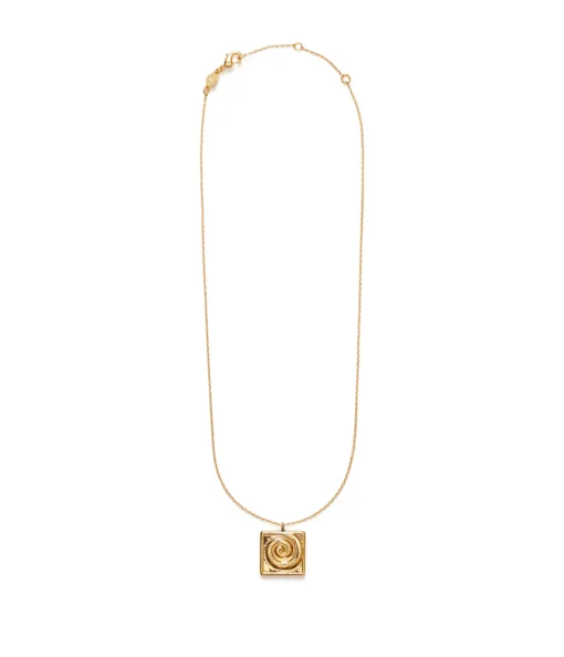 Swirly Square Necklace in Gold