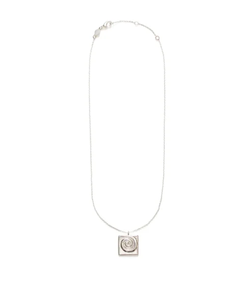 Swirly Square Necklace in Silver