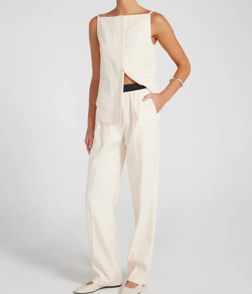 Takaroa Elastic Pants in Cream Rose