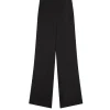 Talia Straight Leg Wool Pants in Black