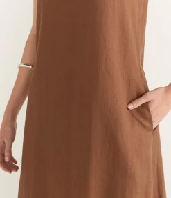 Talin Linen Dress in Sepia