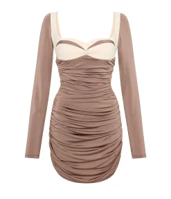 Talullah Contrast Mini Dress in Concrete and Cream