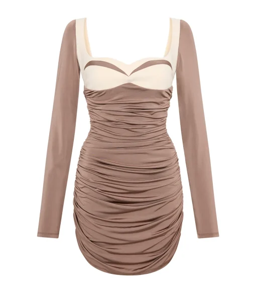 Talullah Contrast Mini Dress in Concrete and Cream