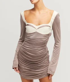 Talullah Contrast Mini Dress in Concrete and Cream