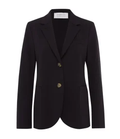 Techno Viscose Collard Blazer in Navy