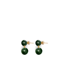 The Hannah Earrings in Green Agate