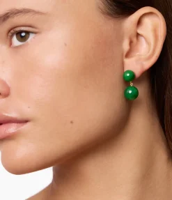 The Hannah Earrings in Green Agate