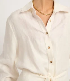The LA Linen Cupro Mini Wrap Dress in White