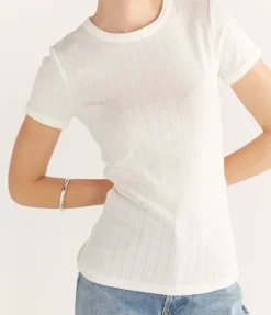 The Pointelle Tee in White