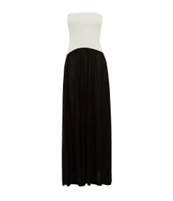 The Soglio Strapless Dress in Optic White and Noir