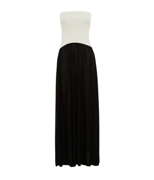 The Soglio Strapless Dress in Optic White and Noir