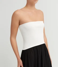 The Soglio Strapless Dress in Optic White and Noir