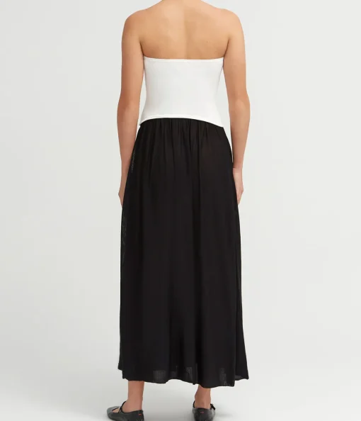 The Soglio Strapless Dress in Optic White and Noir