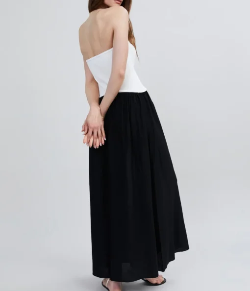 The Soglio Strapless Dress in Optic White and Noir