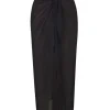 The Wrap Chiffon Midi Skirt Cover Up in Black