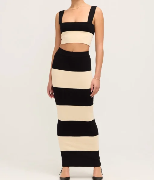 Theo Crop Top in Cream and Black