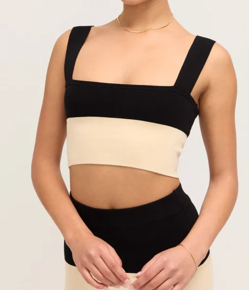 Theo Crop Top in Cream and Black