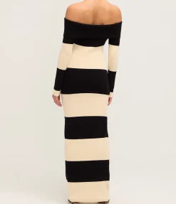 Theo Long Sleeve Dress in Cream and Black
