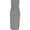 Tia Fitted Strapless Midi Dress in Black Gingham