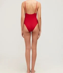 Trentasei Rib One Piece in Red