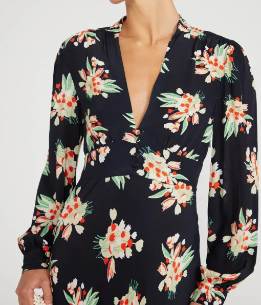 Trula Long Sleeve Dress in Tulip Cloud Black