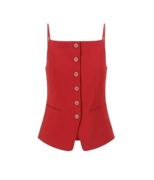 Una Square Neck Top in Rouge