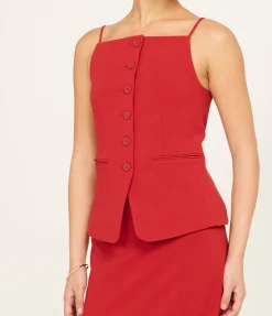 Una Square Neck Top in Rouge