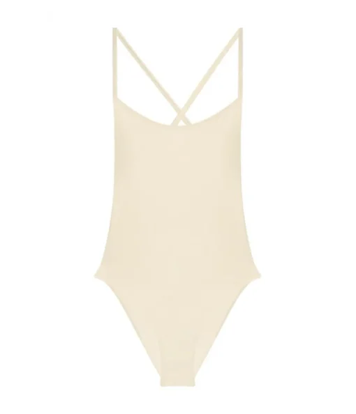 Uno Rib Cross Back One Piece in Ivory